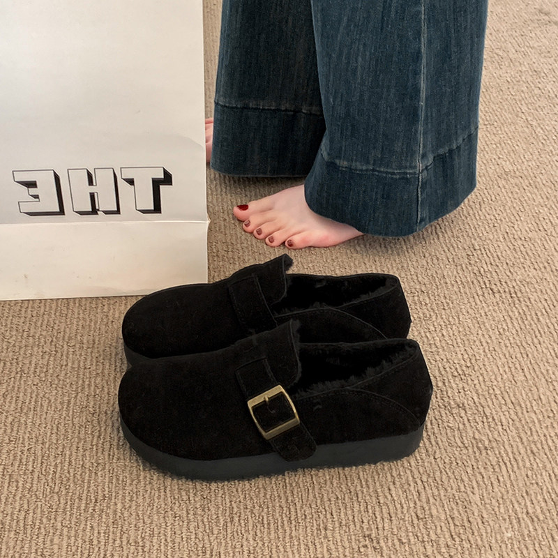 厚底加绒豆豆勃肯鞋女2025冬季新款乐福鞋毛毛鞋保暖棉鞋子雪地靴,淘宝优惠券,粉丝福利购,淘宝优惠卷