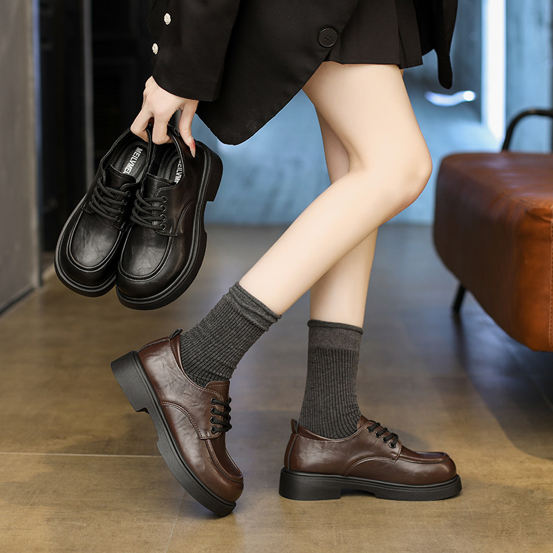 厚底英伦风小皮鞋女2026新款春秋玛丽珍复古系带百搭乐福鞋jk单鞋,淘宝优惠券,粉丝福利购,淘宝优惠卷