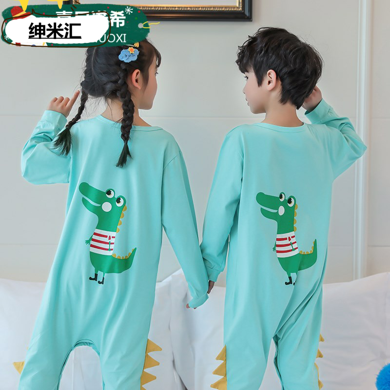 春秋纯棉连体长袖卡通男童防踢睡衣 绅米汇睡衣/家居服套装