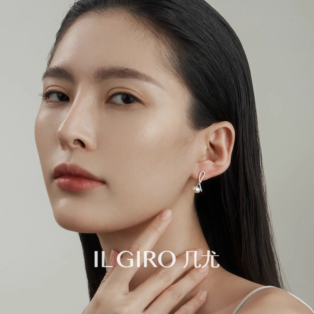 ILGIRO 几尤落白原创天然淡水珍珠耳钉女925银耳饰轻奢高级感耳坠 - 图0