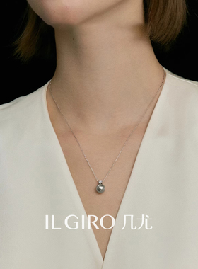 几尤原创纯银镀金天然珍珠项链女