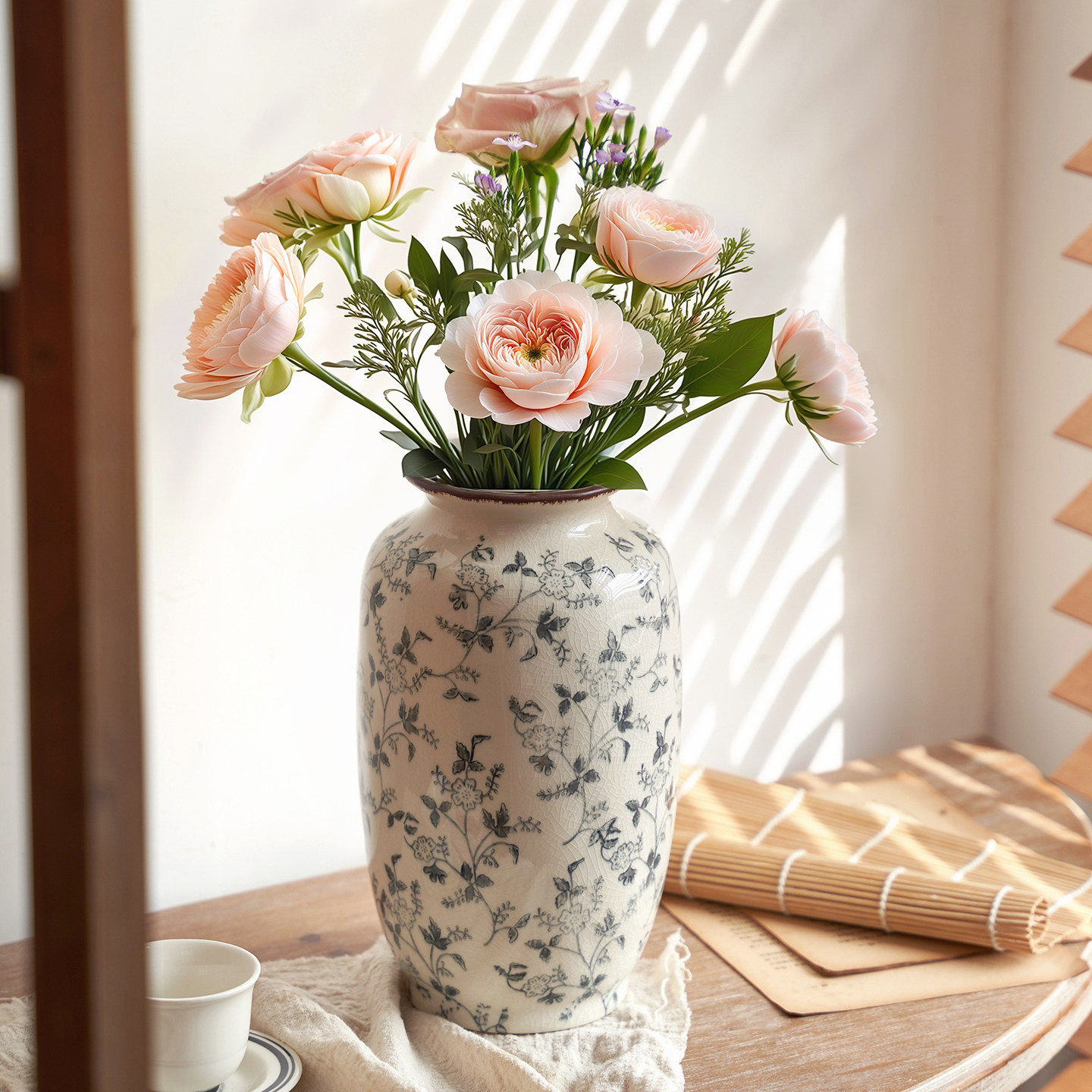 古典创意水墨设计复古陶瓷花瓶水培插花客厅酒店装饰品摆件新中式,淘宝优惠券,粉丝福利购,淘宝优惠卷