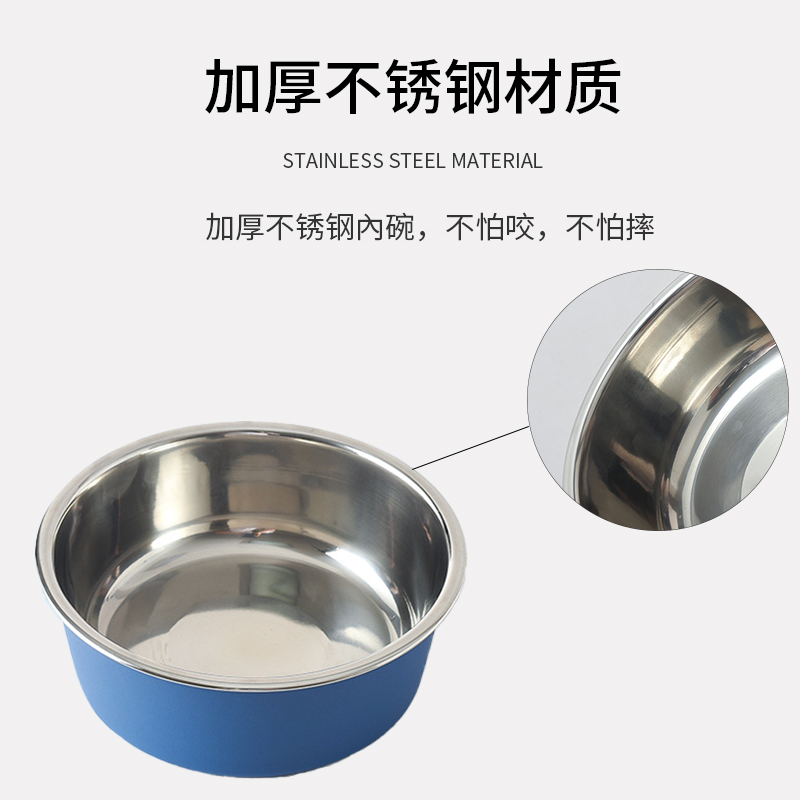 狗碗加厚双层不锈钢大型犬拉布拉多金毛宠物碗狗狗碗水盆纯色食盆