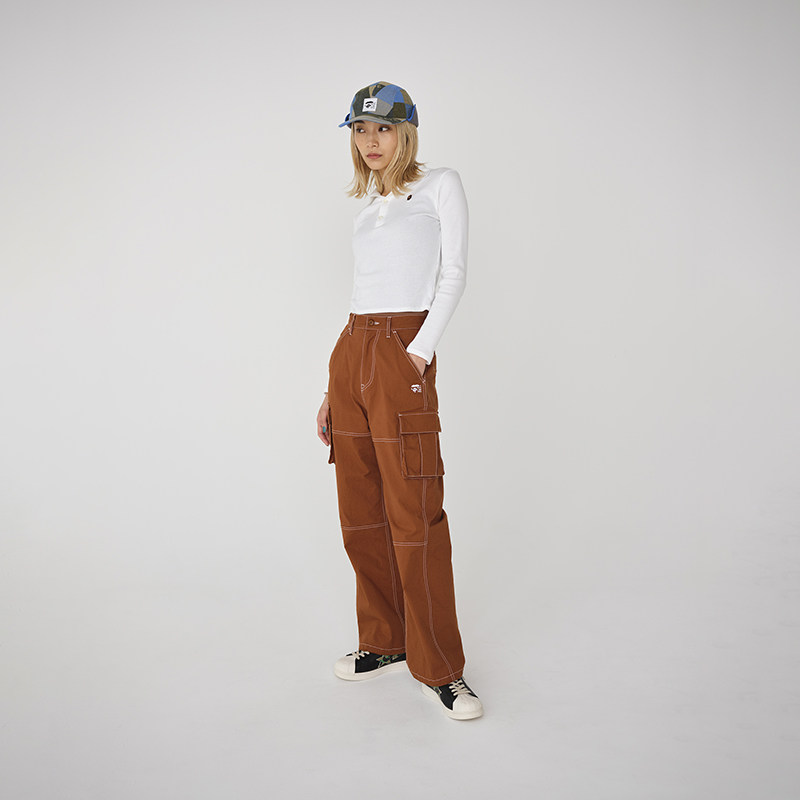 BAPE女装秋冬猿人刺绣徽章纯色长袖POLO衫212001J,淘宝优惠券,粉丝福利购,淘宝优惠卷