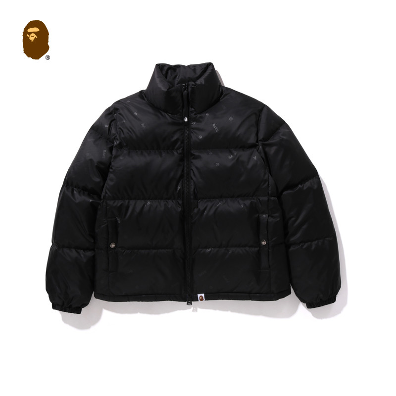 BAPE女装秋冬暗纹商标字母图案立领拉链羽绒服244002L