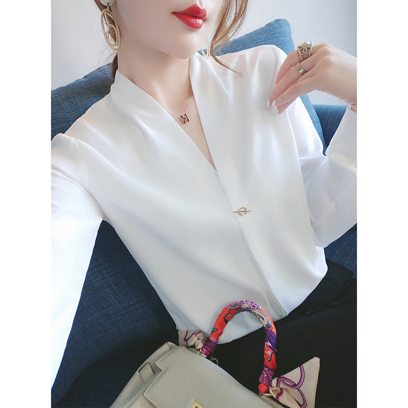 尚维洛雪纺女设计感小众秋装白衬衫 尚维洛衬衫