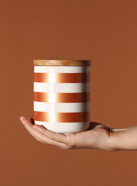 简约几何黑色北欧储物罐密封带盖陶瓷厨房收纳咖啡零食茶叶罐子