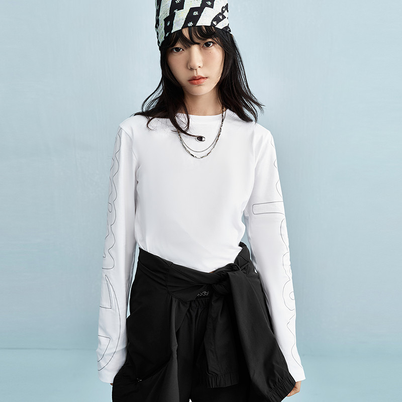 Champion冠军短款T恤女2025秋季新款街头朋克风纯棉长袖休闲上衣,淘宝优惠券,粉丝福利购,淘宝优惠卷