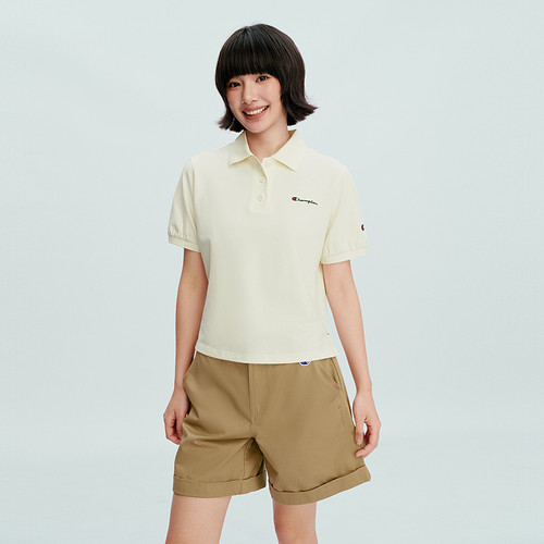 Champion冠军T恤女2026夏季新款纯色基础POLO衫休闲翻领短袖上衣 - 图1
