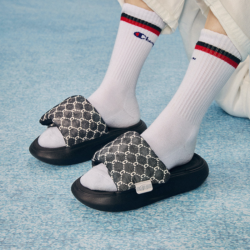 Champion冠军夏季新款凉拖鞋女厚底踩屎感休闲时尚外穿一字拖鞋,淘宝优惠券,粉丝福利购,淘宝优惠卷