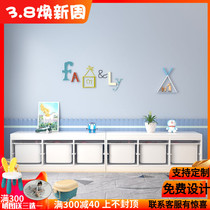 Childrens toy storage shelves locker-type multilayer finishing rack Large-capacity baby solid wood storage lockers