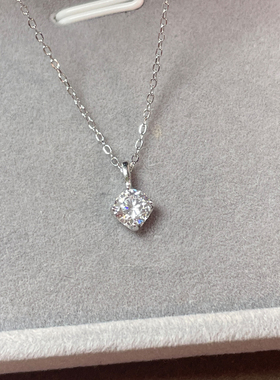 爆闪 S925纯银四爪单钻吊坠项链长期主义百搭简约超闪锁骨链