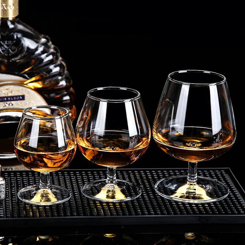 高脚白酒杯仙桃杯2两杯家用玻璃小号白兰地杯红酒洋酒杯子6只套装 - 图0