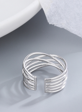 线条重叠日韩风纯银首饰送闺蜜