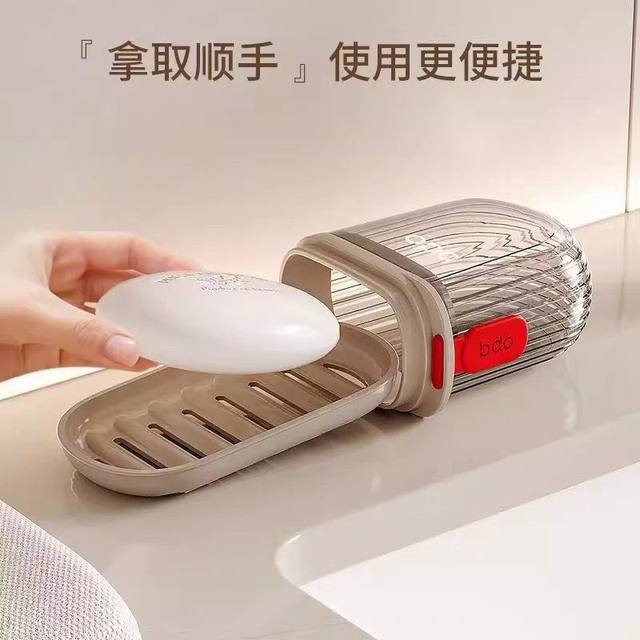 Light luxury travel soap box sealed portable soap box with lid drainage soap box business trip mini high-end soap storage box