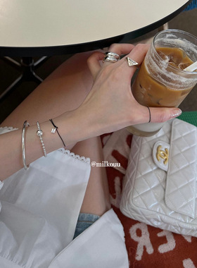 韩国纯银ins字母彩色手绳手链