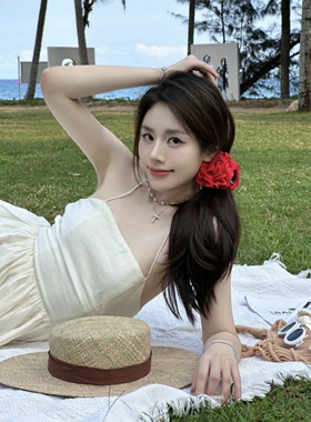 大玫瑰花花抓夹caro同款法式复古