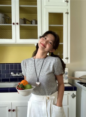 黑绳金属大爱心项链fever同款