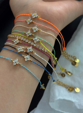 小众彩色编织锆石幸运草星星手绳