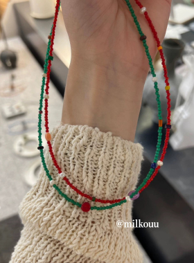 韩国eter珊瑚石彩色天然石项链