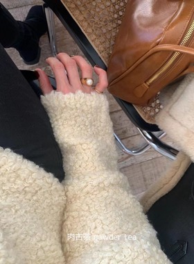 女925银镀金珍珠大戒指韩国代购