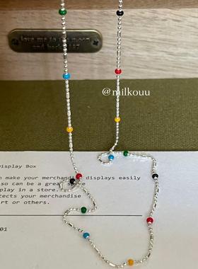 iu同款纯银夏天彩珠豆豆项链