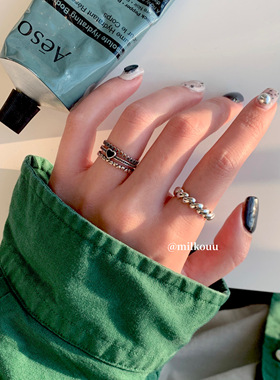 韩国纯银简约扭绳麻花戒指