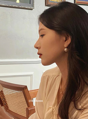 纯银女百搭气质珍珠耳钉耳夹
