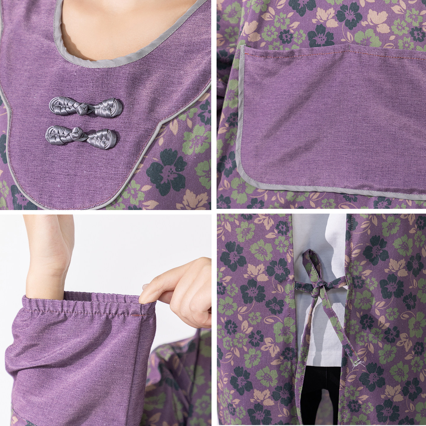 中式盘扣围裙长袖家用厨房做饭耐磨透气餐饮上班罩衣女外穿工作服,淘宝优惠券,粉丝福利购,淘宝优惠卷