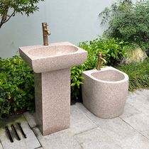 Marble column basin integrated floor type stone washbasin outdoor pool Terra basin Courtyard Stone Wash Basin Balcony