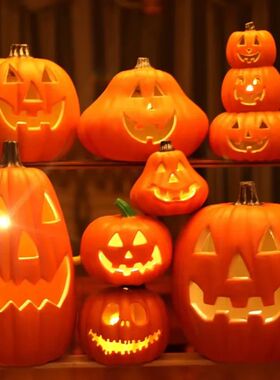 Halloween Glowing Pumpkin Decor LED Triple Layer Light Up Pu