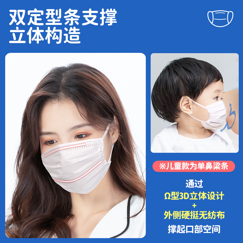 家至宝尚品口罩白色一次性敏感肌用柔软亲肤宽耳带不勒耳女男透气