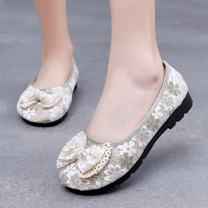 老北京布鞋女2025新款蝴蝶结豆豆鞋平底单鞋软底碎花鞋休闲妈妈鞋,淘宝优惠券,粉丝福利购,淘宝优惠卷