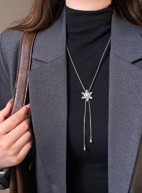 古里雅银色雪花吊坠项链高级感