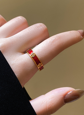 古里雅金色钱币戒指开口戒高级感