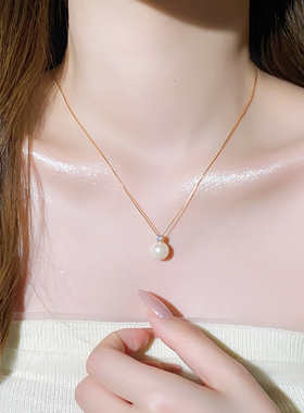 古里雅澳白珍珠锆石项链高级感