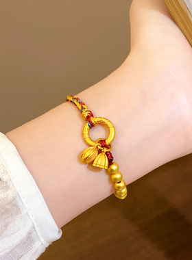 古里雅编绳金色串珠手链高级感