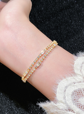 古里雅双层几何锆石手链高级感