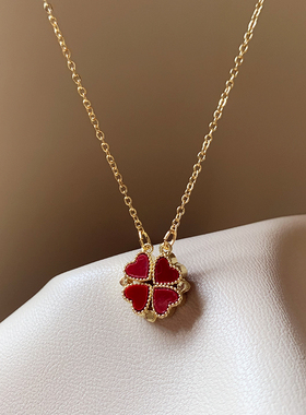 古里雅一款两戴四叶草项链高级感