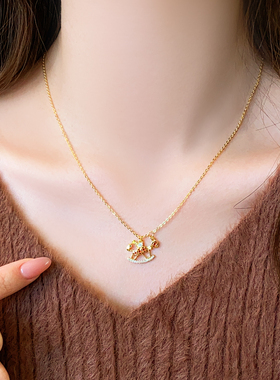 古里雅金色微镶钱币项链高级感