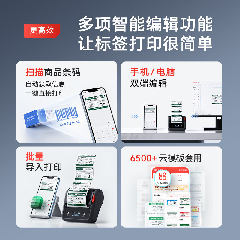精臣药品标价签打印机B3S/B31中药店医药房价格打码机医疗货架医保药签卡纸商用小型热敏手持便携标签机医用