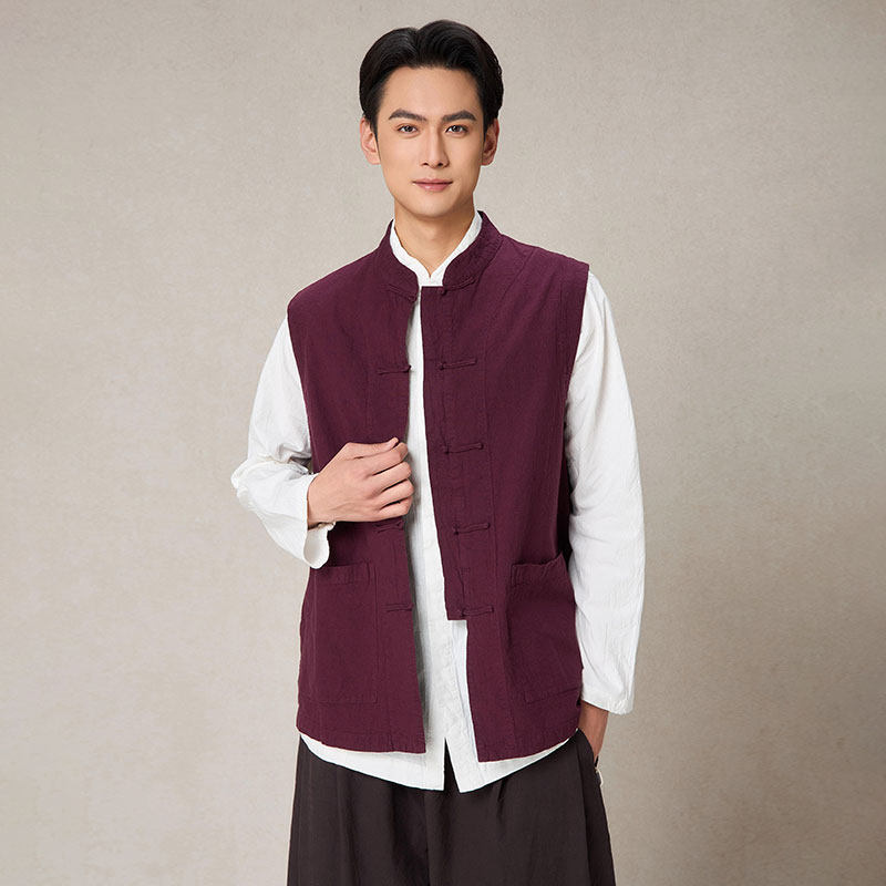 【照本堂棉麻】五盘扣20支马夹原创设计中国风男款背心上衣M1215,淘宝优惠券,粉丝福利购,淘宝优惠卷