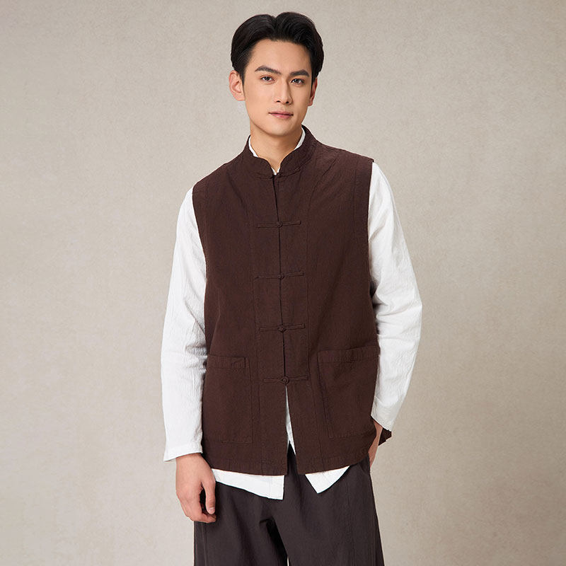 【照本堂棉麻】五盘扣20支马夹原创设计中国风男款背心上衣M1215,淘宝优惠券,粉丝福利购,淘宝优惠卷