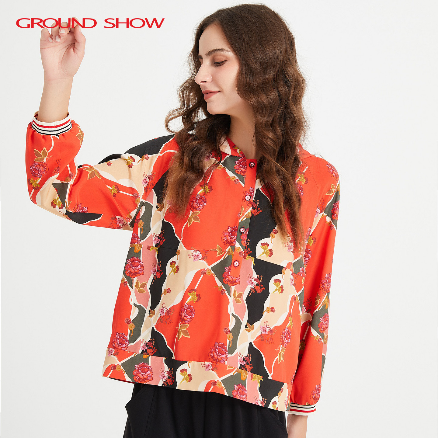 阁兰秀2025秋季新品连帽真丝衬衫轻薄休闲桑蚕丝上衣商场同款女装