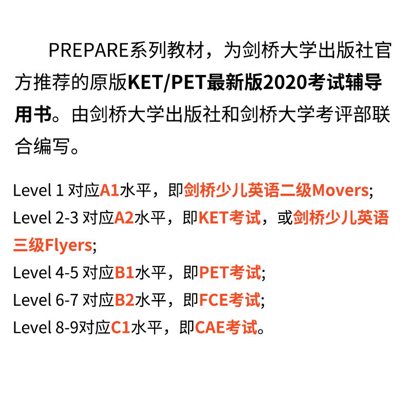 原版进口第二版prepare1-9级别剑桥国际少儿英语考级教材剑桥出版社Cambridge A1 A2 B1 B2备考剑桥中学英语考试教材PTE FCE CAE - 图1