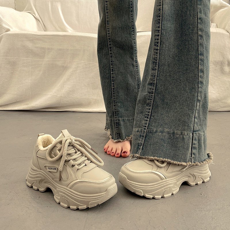 爆款显脚小老爹鞋女厚底小白鞋2025新款春秋季增高港风休闲运动鞋,淘宝优惠券,粉丝福利购,淘宝优惠卷