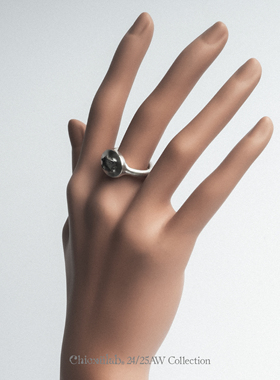 奇虚乐Chicxūlab 璞序Symphony 阿根廷陨铁镶嵌 素银开口戒指