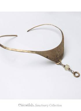 奇虚乐Chicxūlab 利比亚陨石玻璃 串珠吊坠 黄铜项圈