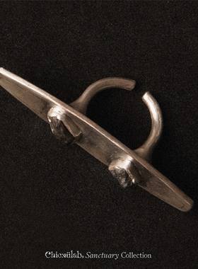 奇虚乐Chicxūlab 火星陨石&月球陨石镶嵌 盾牌素银戒指｜定制款