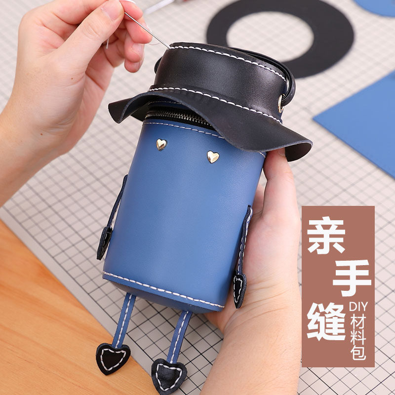 diy材料包自制作小人牛皮手工包包 巴巴爱箱包女士包袋